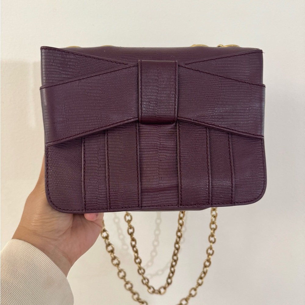Z Spoke by Zac Posen Shirley Bow Chain Purple Plum Shoulder Bag $375